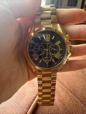 Michael Kors Gold and Black Men's Chronograph Bracelet Watch
